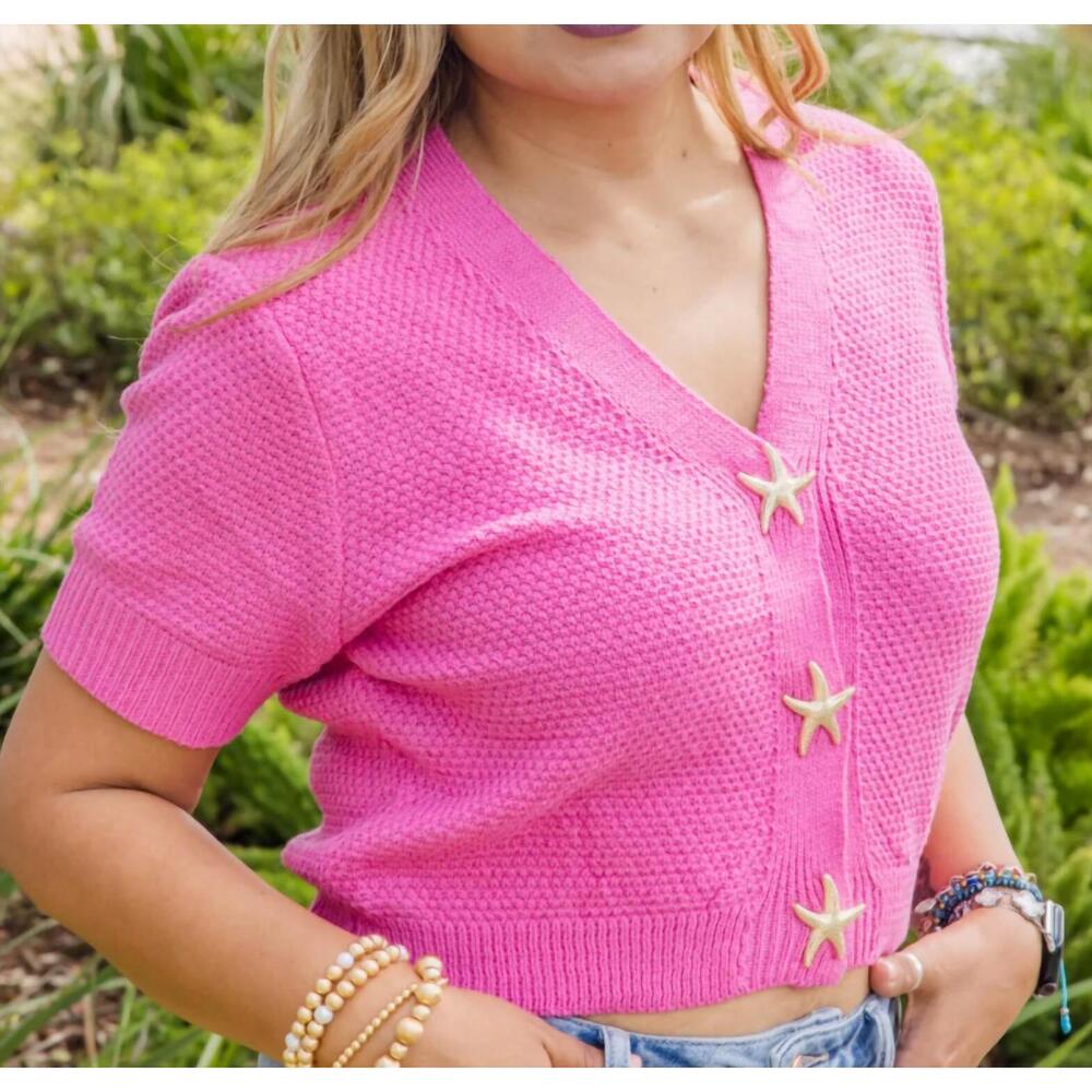 NEW ENTRO seaside sweetheart cardigan in pink